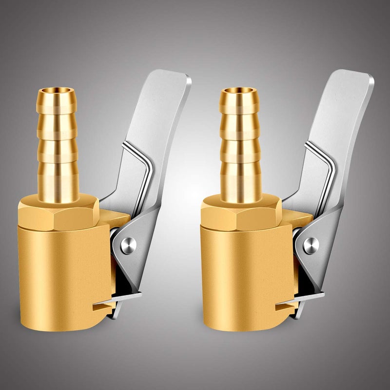 LUMITECO لوميتيكو 1/4" صمام هواء نحاسي لتضخيم الإطارات، ضاغط هواء صغير محمول، صمام هواء لتضخيم الإطارات مع خرطوم نهاية موصل بارب لإصلاح الخرطوم - 2 عبوة - Image 2